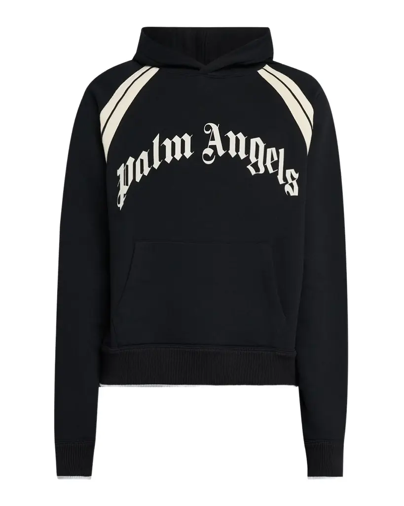 Palm Angels Men 's Curved Logo Track Hoodie