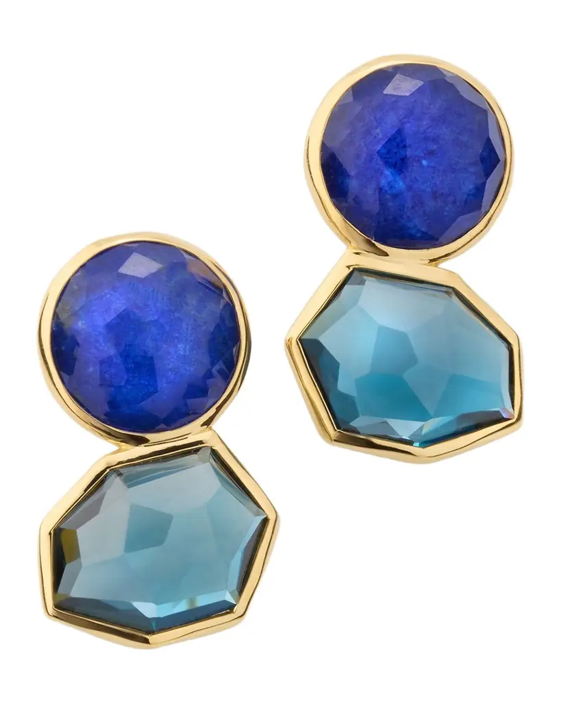 Ippolita Rock Crystal Large 2-Stone Post Earrings in 18K Gold