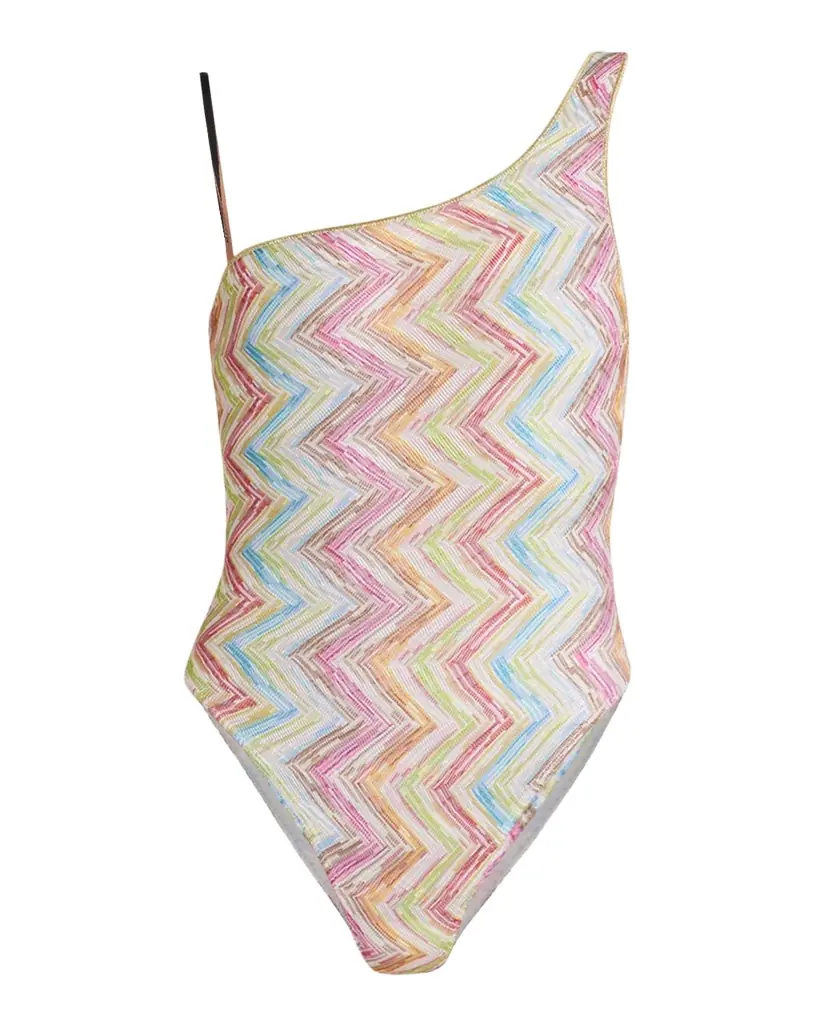 Missoni Multicolor Chevron Asymmetric One-Piece Swimsuit