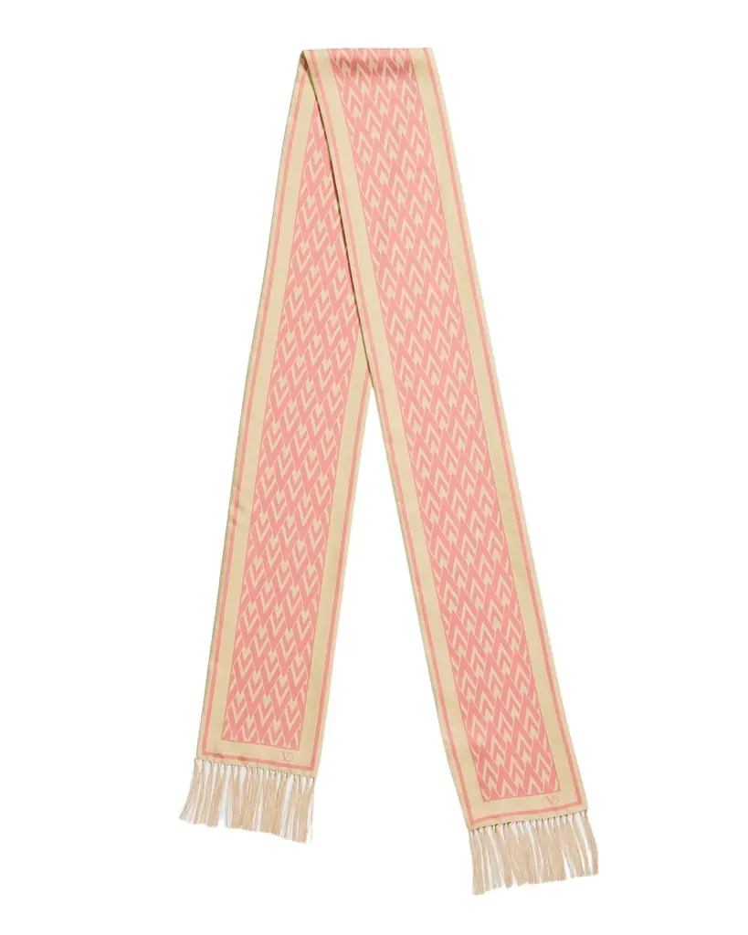 Valentino Garavani Monogram Fringe-Trim Scarf