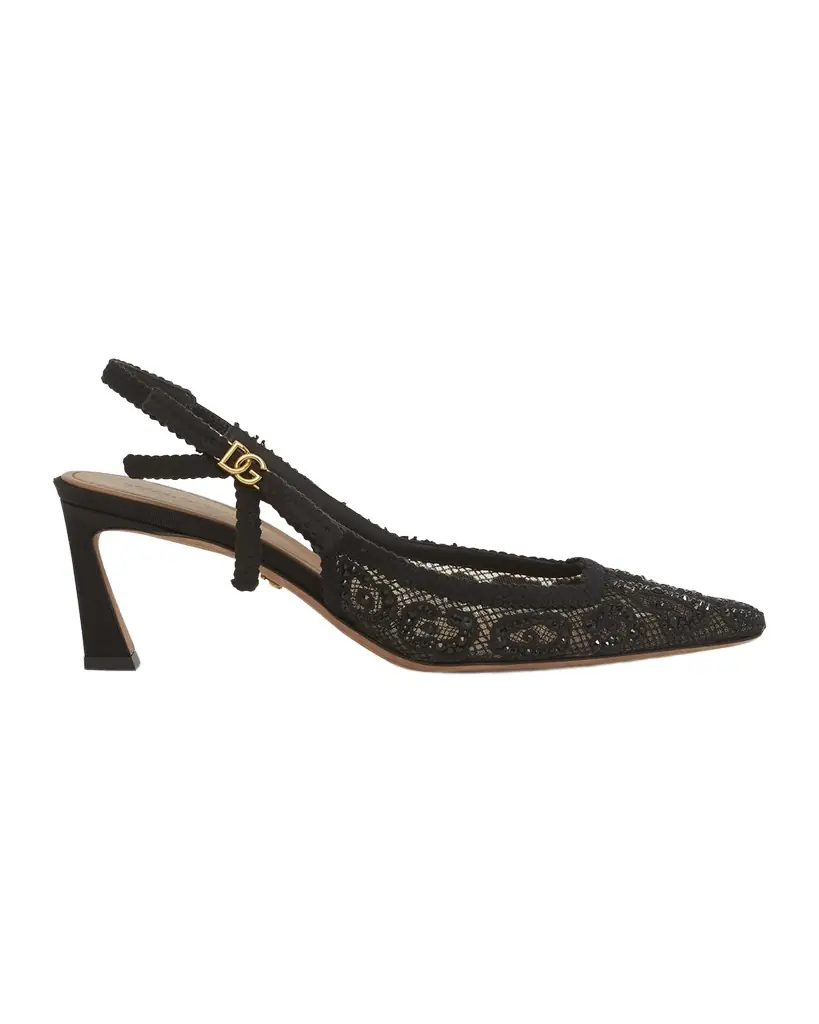 Dolce & Gabbana Crystal Lace Slingback Pumps