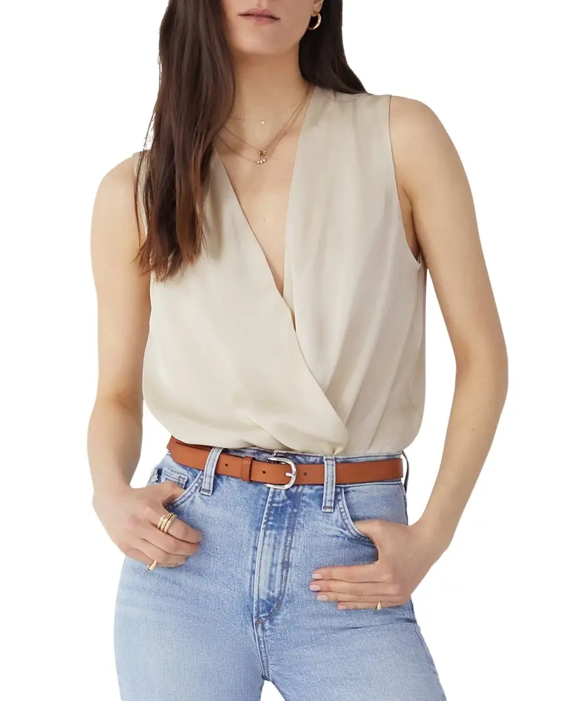 Favorite Daughter The Sleeveless Date Satin Bodysuit