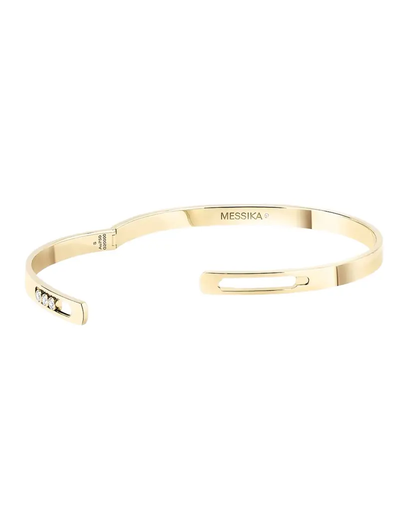 Messika MOVE NOA 18K YELLOW GOLD 3-DIAMOND BANGLE, SIZE M - Women's Jewelry And Watches