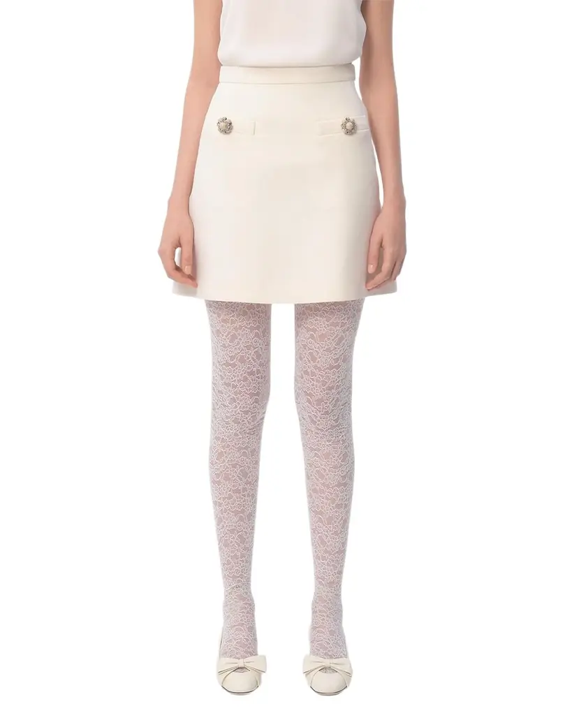 Valentino Garavani Brooch Wool Mini Skirt