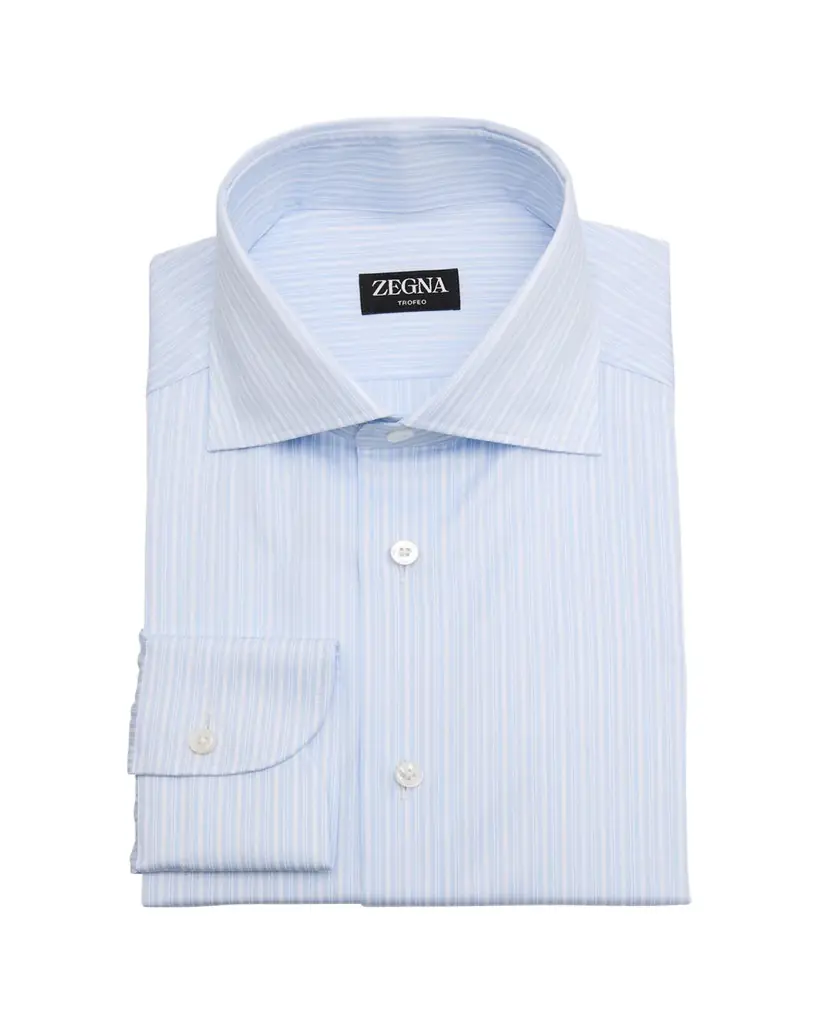 ZEGNA Men's Trofeo Cotton Framed Stripe Dress Shirt