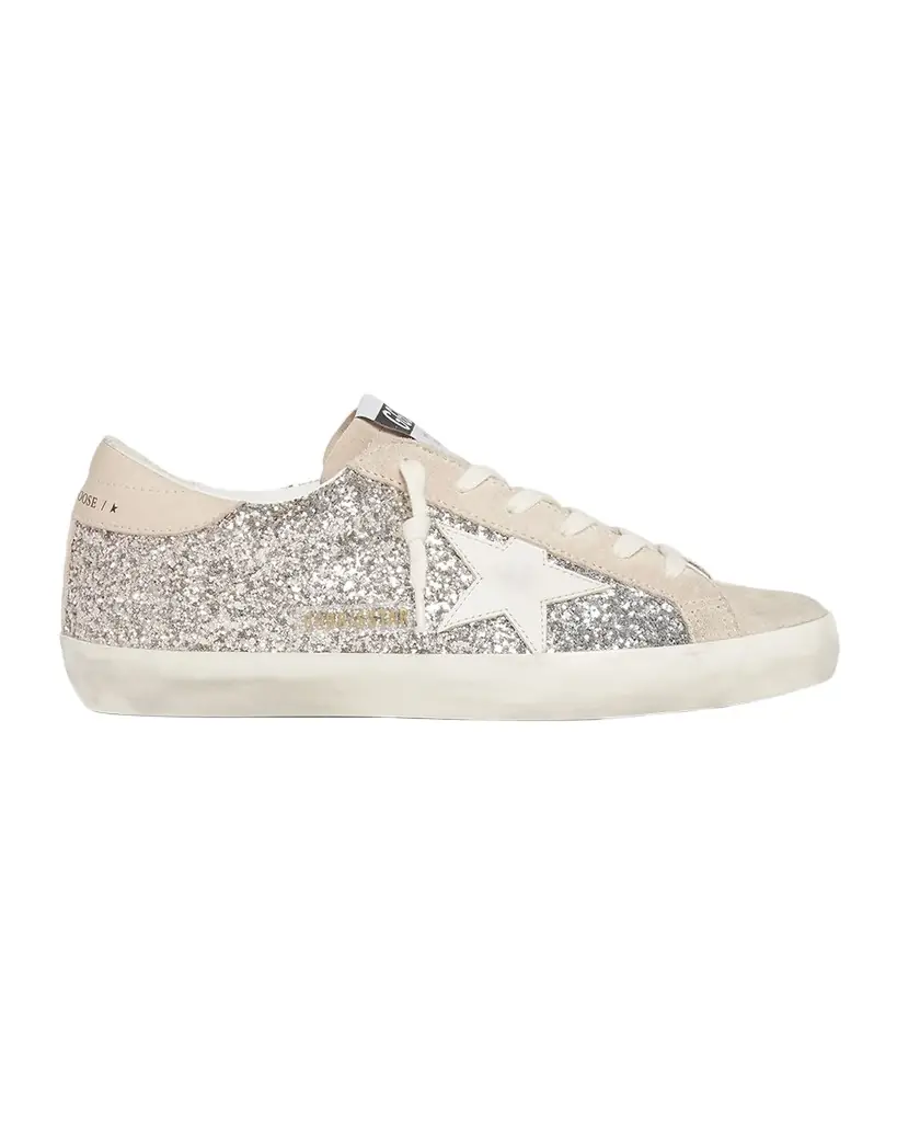 Golden Goose Super-Star Glitter Leather Low-Top Sneakers