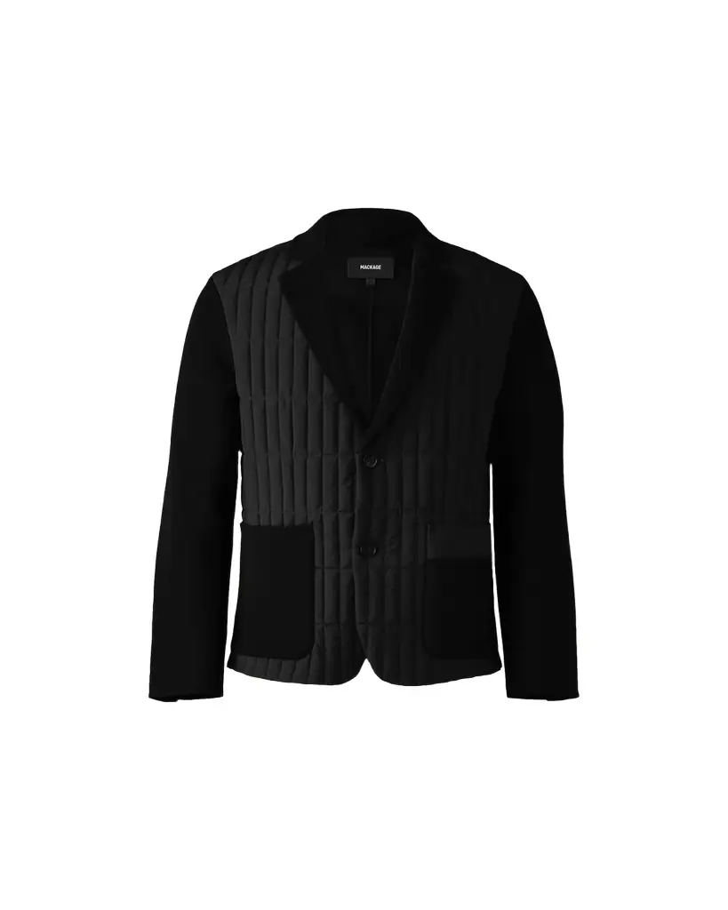 Mackage Men's John Vertical Quilted Mixed-Media Blazer