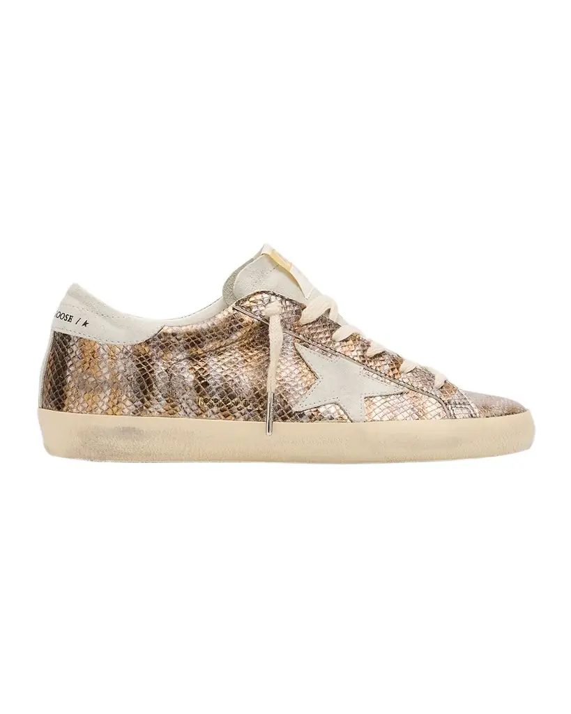 Golden Goose Super-Star Metallic Embossed Low-Top Sneakers