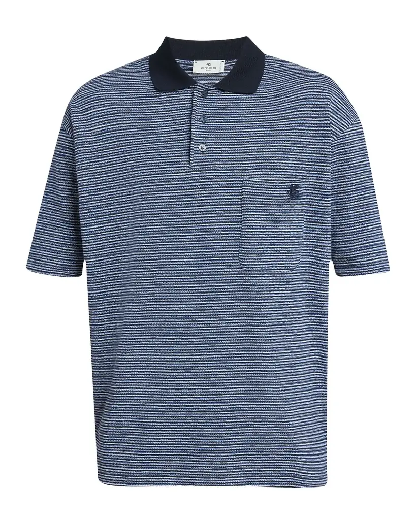 Etro Men 's Contrast-Collar Jersey Polo Shirt