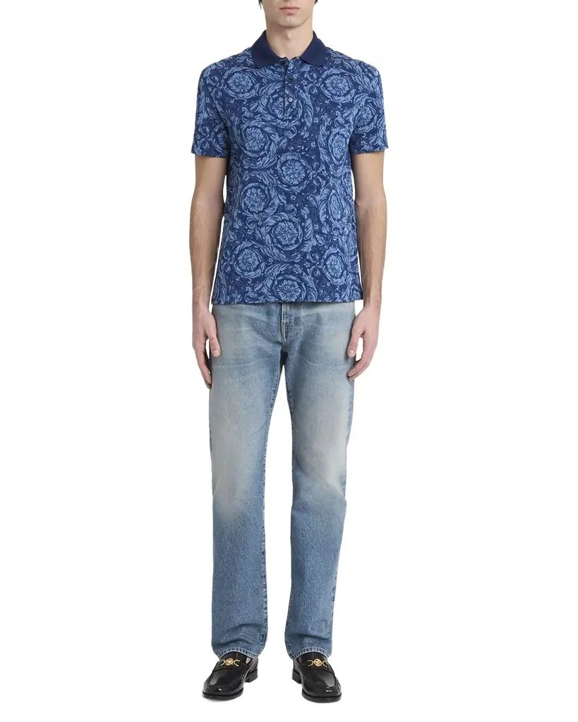 Versace Men 's Iconic Barocco Pique Polo Shirt