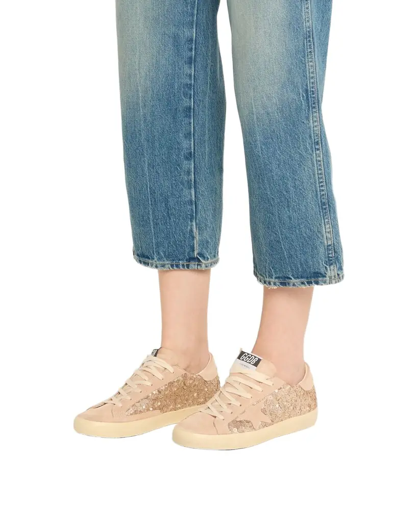 Golden Goose Super-Star Sequin Suede Low-Top Sneakers