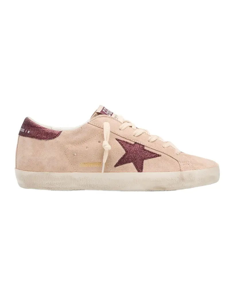 Golden Goose Super-Star Glitter Suede Low-Top Sneakers