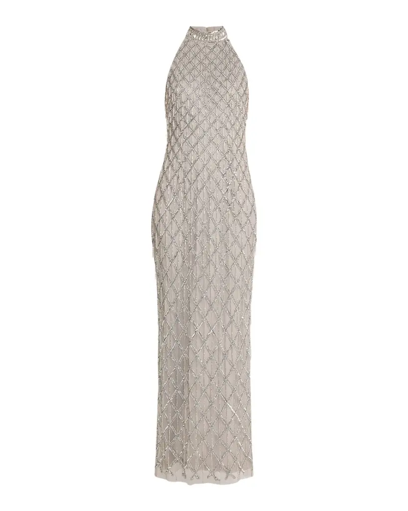 aidan mattox grey dress AIDAN MATTOX Formal Dark Grey, Open Back Sequin Beaded Sparkly Mini Dress SIZE 8