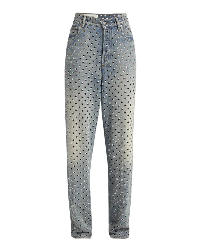 Golden Goose Kim Grommet Sandwash Denim Straight-Leg Jeans