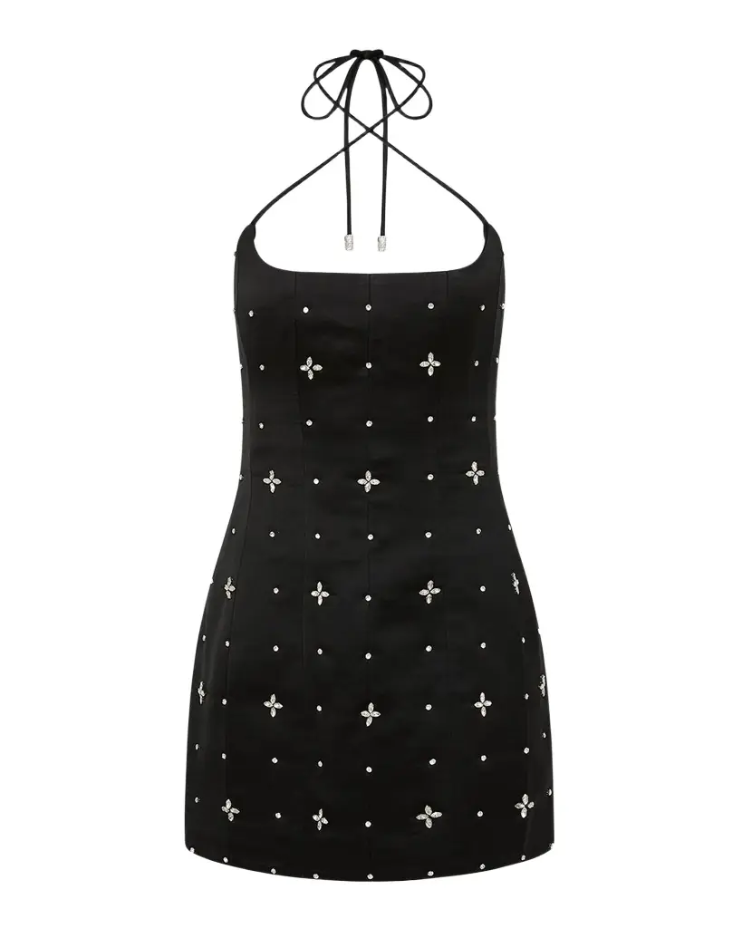 REBECCA VALLANCE Eclipse Crystal-Embellished Halter Mini Dress