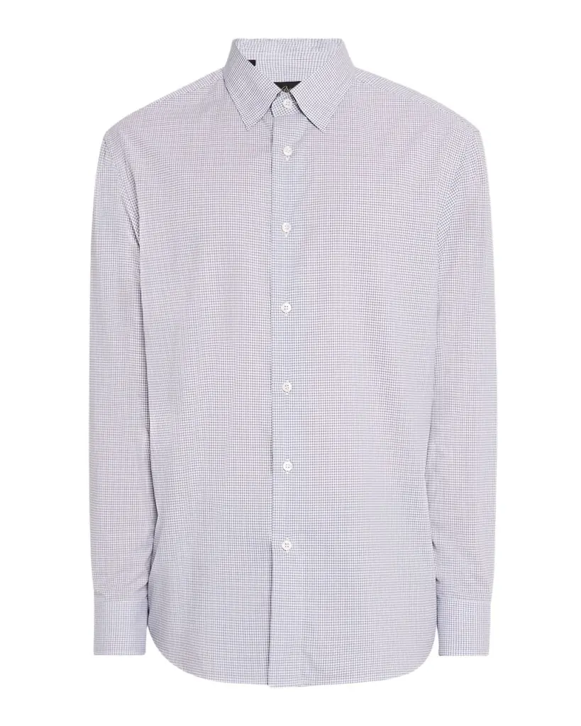 Brioni Men 's Cotton Micro-Check Sport Shirt