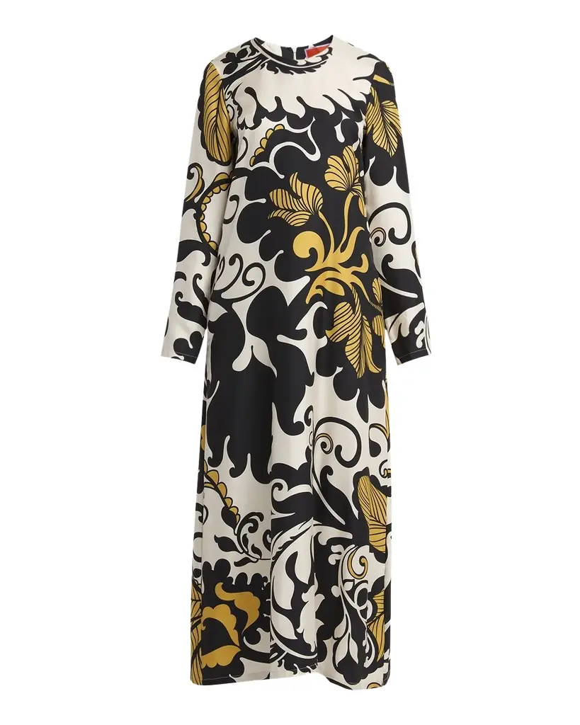 La DoubleJ Marea-Print Long-Sleeve Maxi Swing Dress