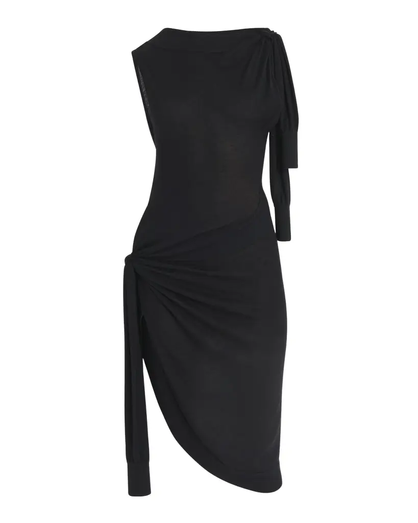 Ferragamo Knotted Sleeveless Silk-Cotton Knit Midi Dress