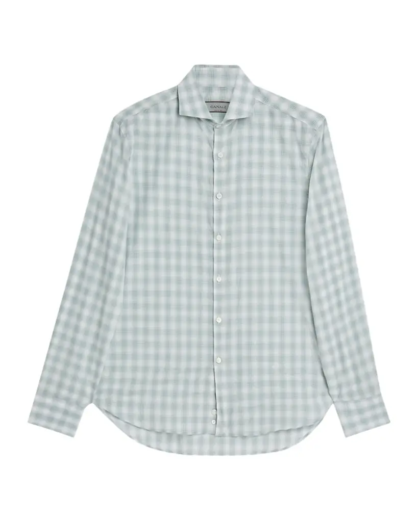 Canali Men 's Cotton Ombre Check Sport Shirt