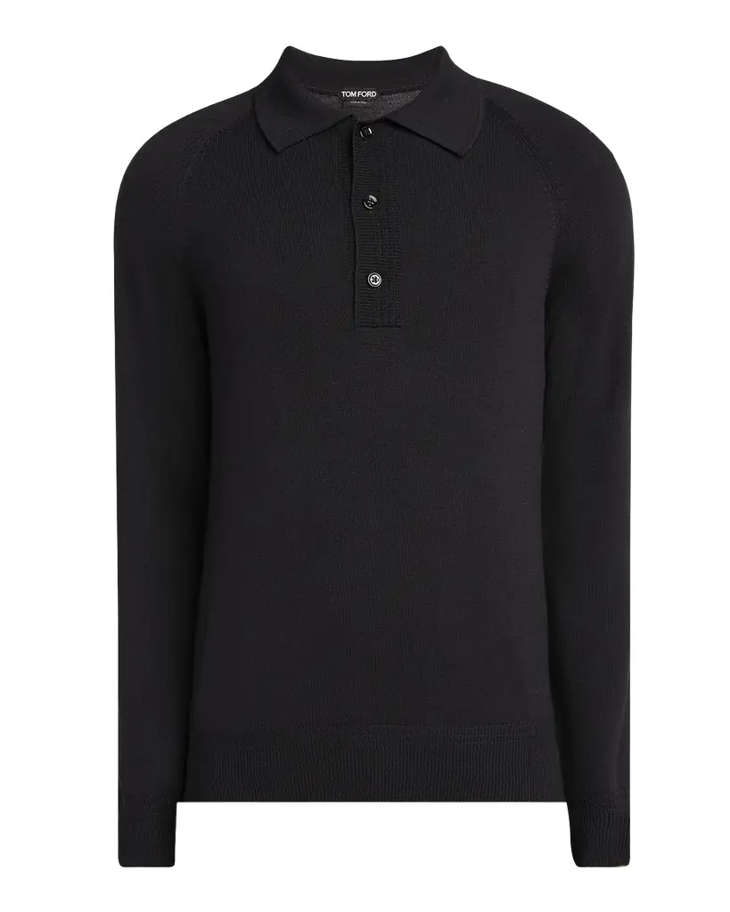 TOM FORD Men 's Wool and Silk Raglan Knit Polo Shirt