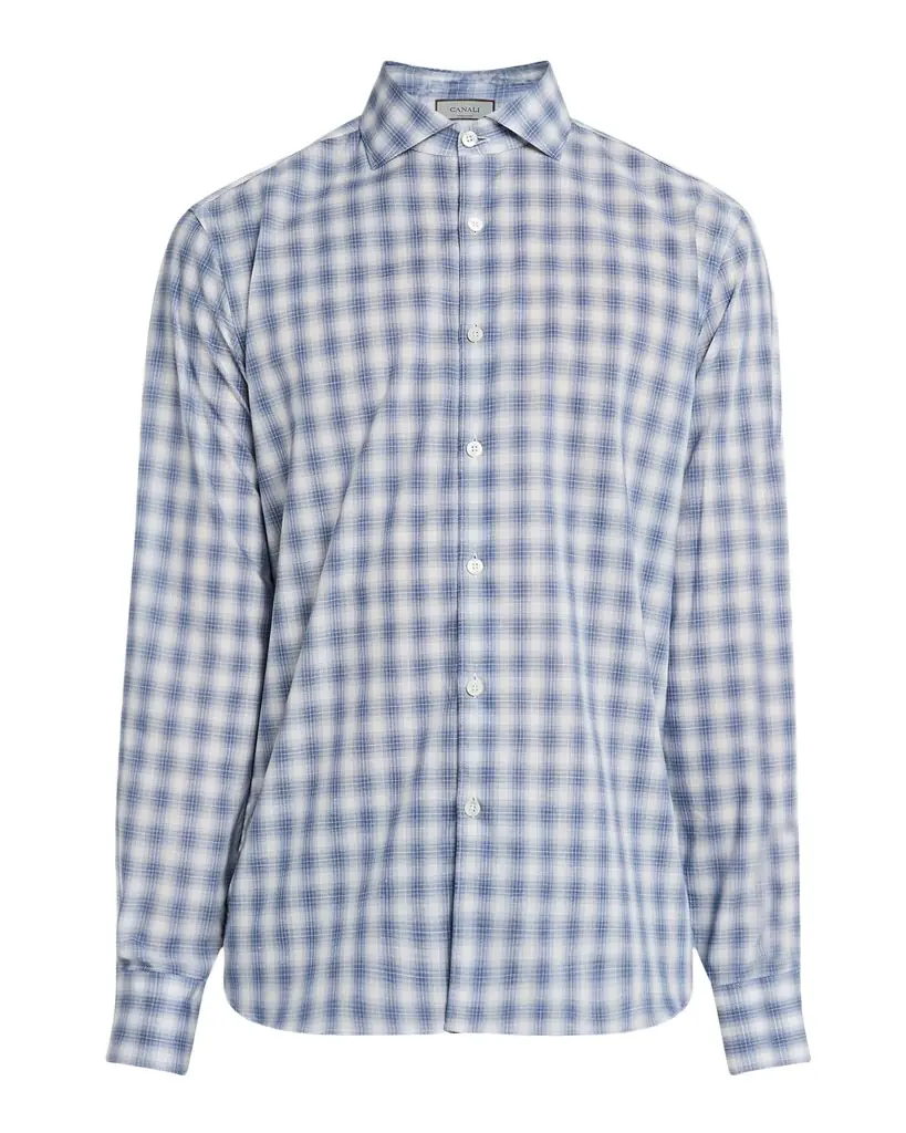 Canali Men 's Cotton Ombre Check Sport Shirt