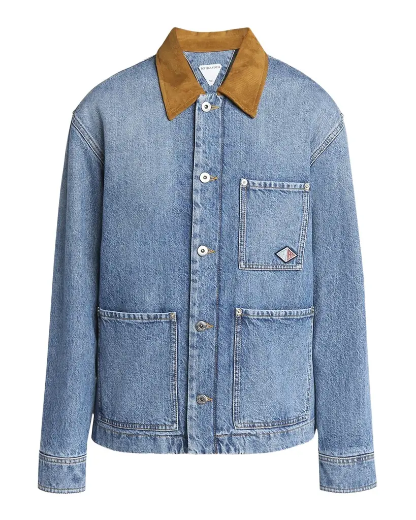 Bottega Veneta Suede Collar Vintage Indigo Denim Jacket