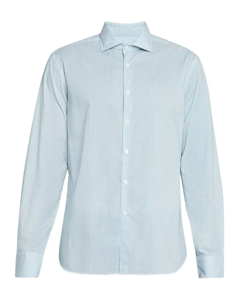 Canali Men 's Micro-Geometric Sport Shirt