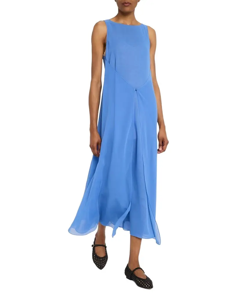 Emporio Armani Sleeveless Techno Georgette Maxi Dress