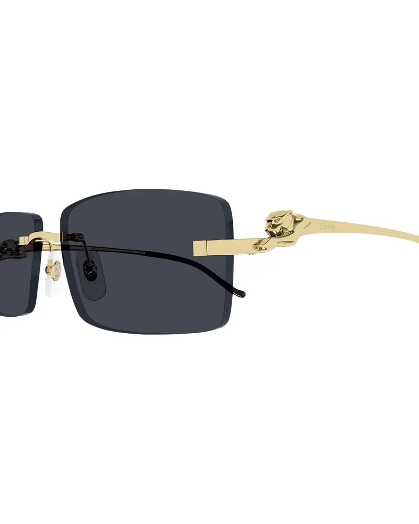 Cartier Rimless Metal Rectangle Sunglasses