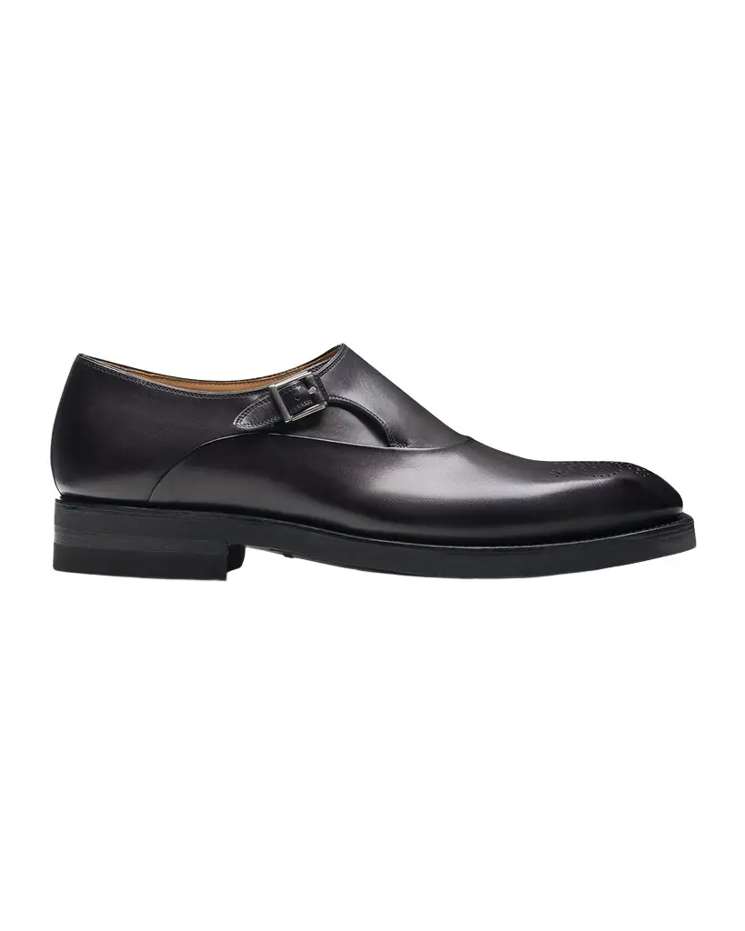 Magnanni Men 's Orlay Brogue Leather Monk Strap Loafers