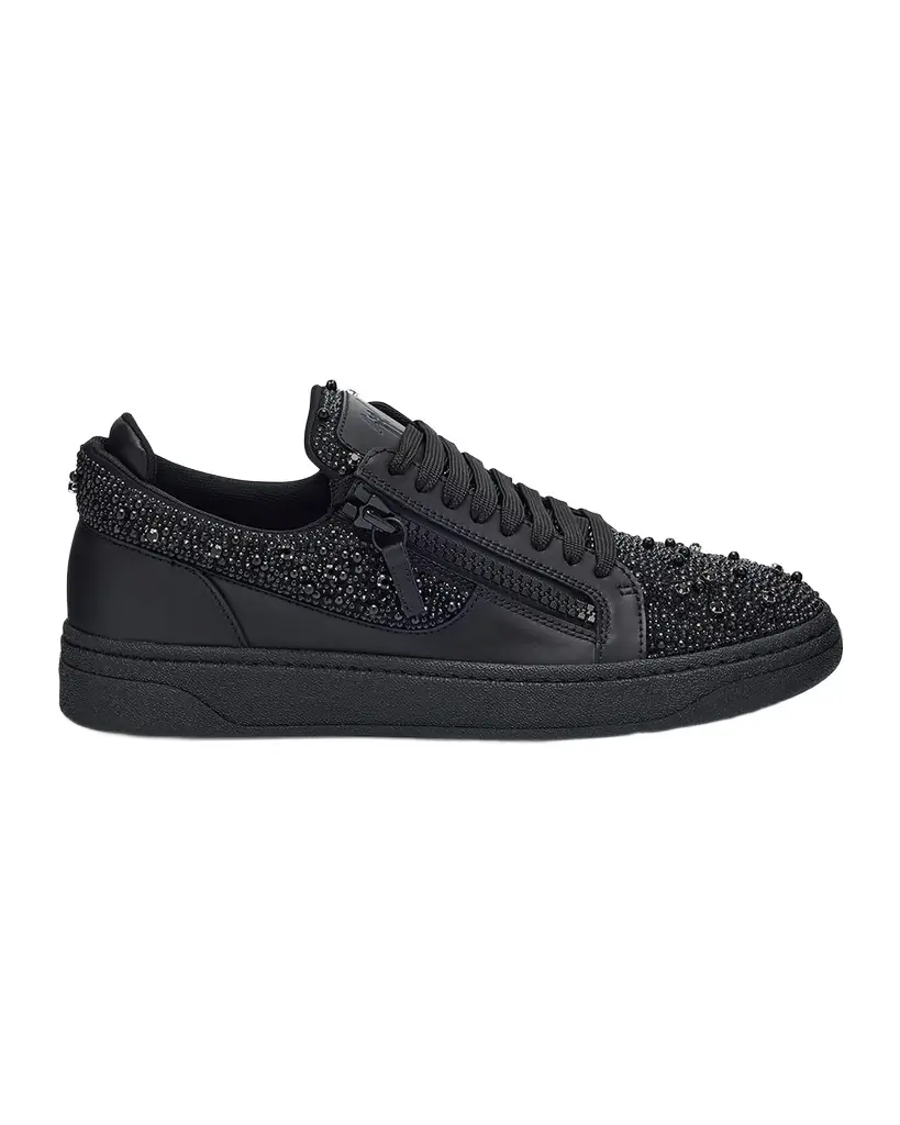Giuseppe Zanotti Men 's Alicante Leather and Crystal Low-Top Sneakers