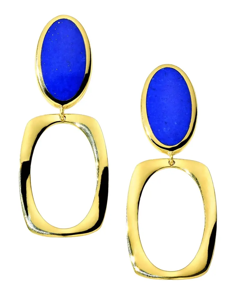 Ippolita 18K Polished Rock Candy Oval and Wavy Frame Drop Earrings