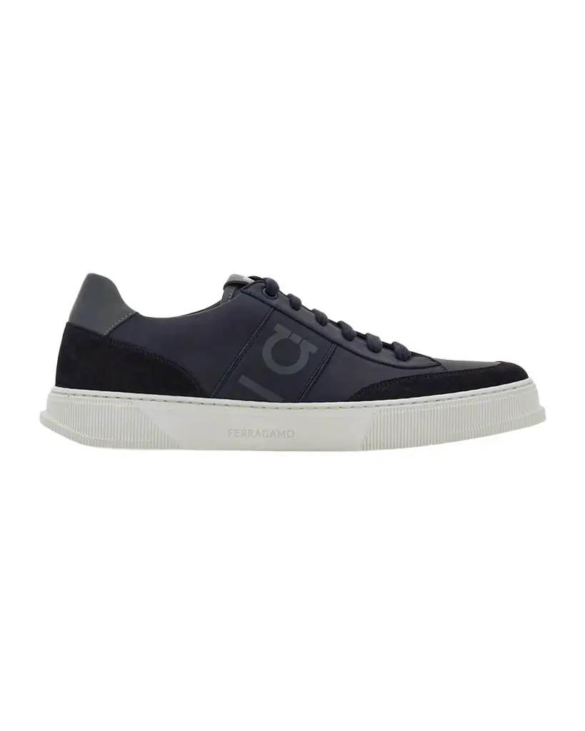 Ferragamo Men 's Alaska Gancio Leather Low-Top Sneakers
