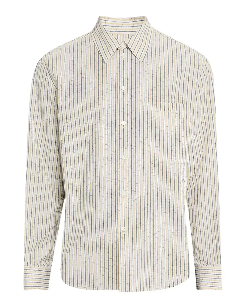 Bottega Veneta Men 's Stripe Pocket Sport Shirt