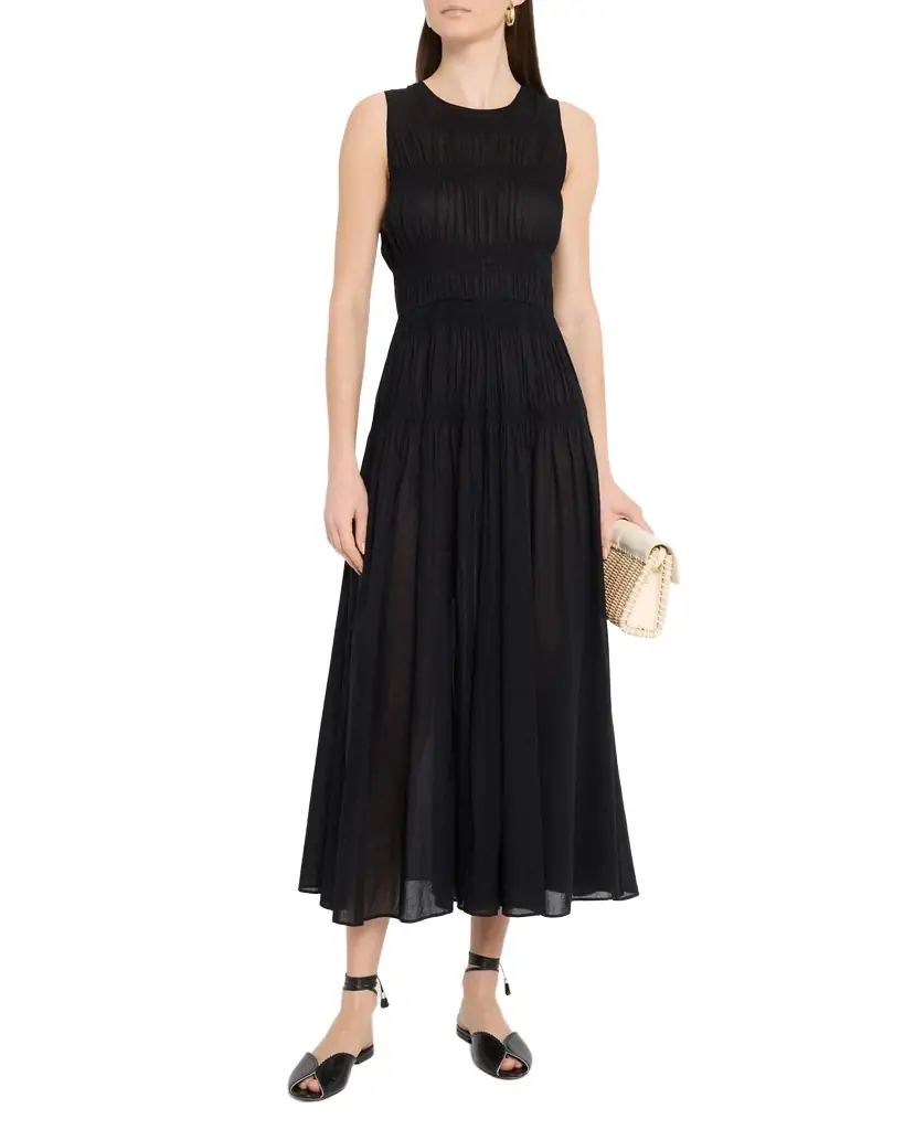 Apiece Apart Fabiana Shirred Organic Cotton Voile Maxi Dress