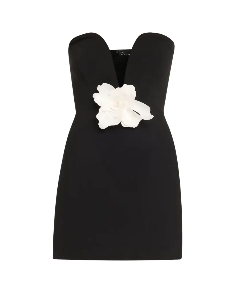 Halston Anabelle Strapless Plunge Crepe Mini Dress