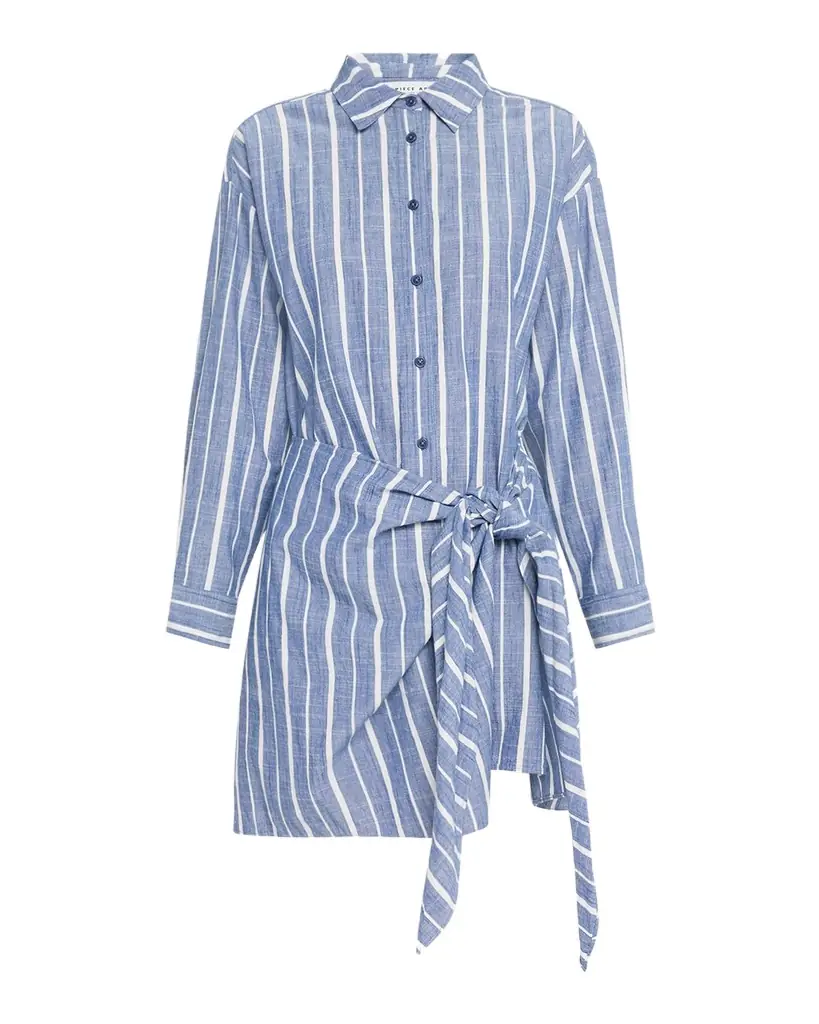 Apiece Apart Alessandra Striped Chambray Mini Shirtdress