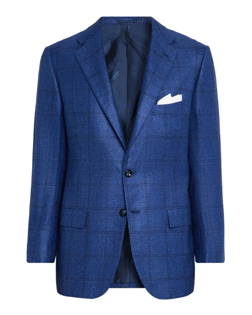 Kiton Men 's Windowpane Check Single-Breasted Sport Coat