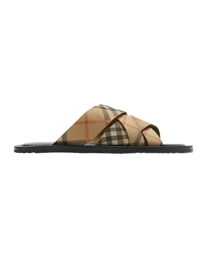 Burberry Men 's Check Pavilion Slide Sandals