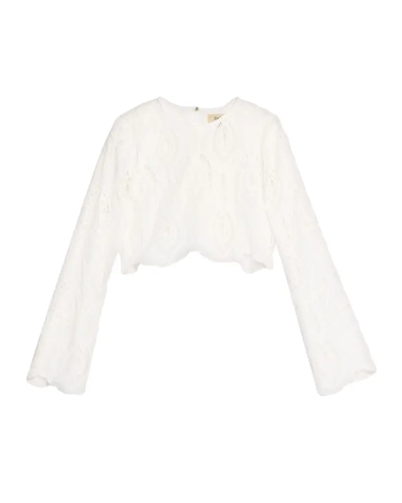 JBQ Karli Eyelet-Embroidered Crop Top