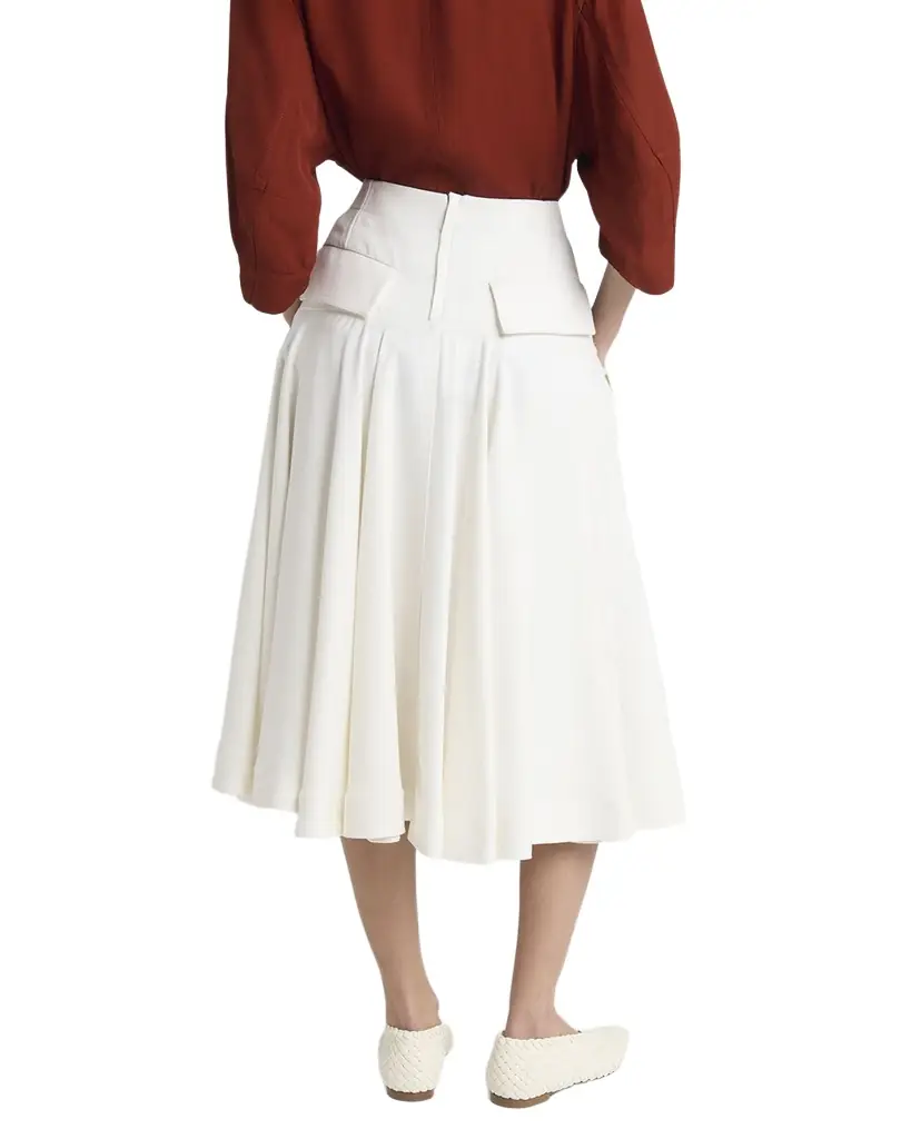 Bottega Veneta Pleated Fluid Viscose Twill Midi Skirt