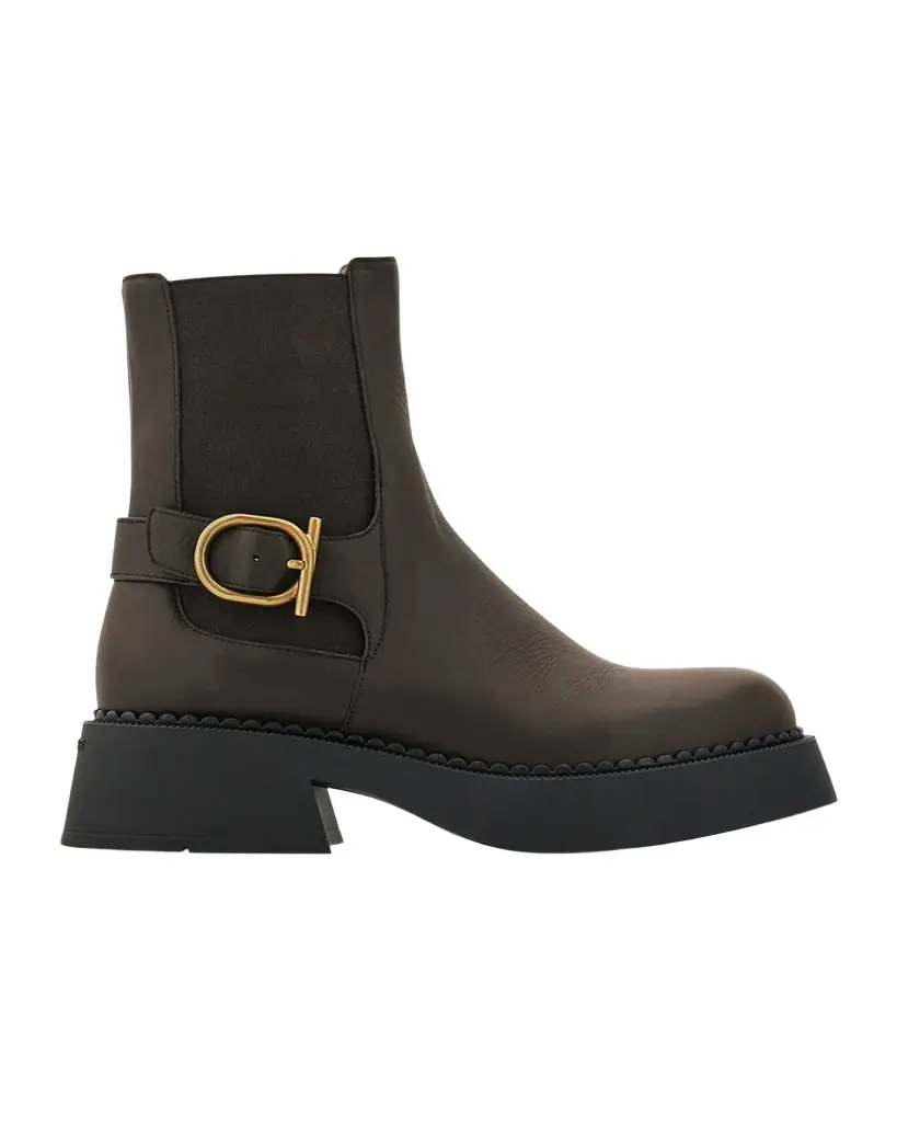 Ferragamo Tie Leather Ankle Booties