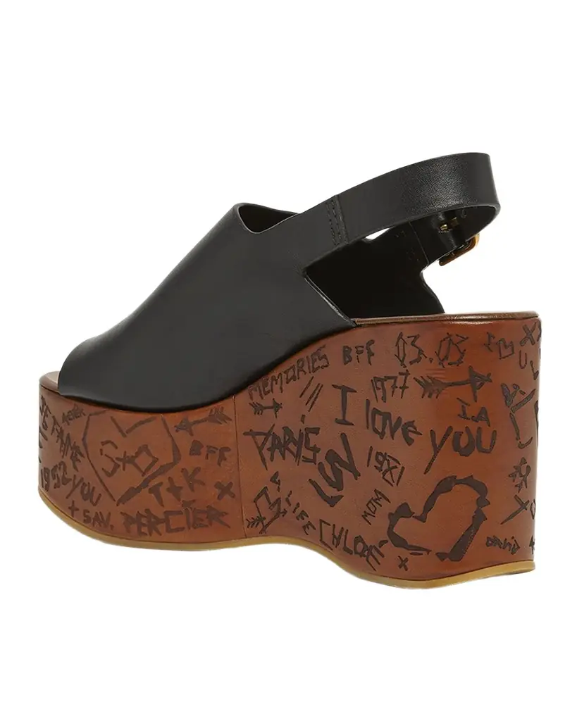 Chloe Maxime Leather Slingback Platform Sandals
