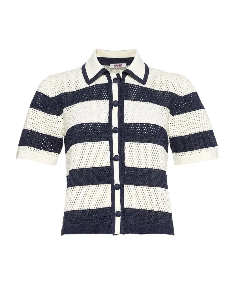 Eres Mouette Striped Openwork Knit Top