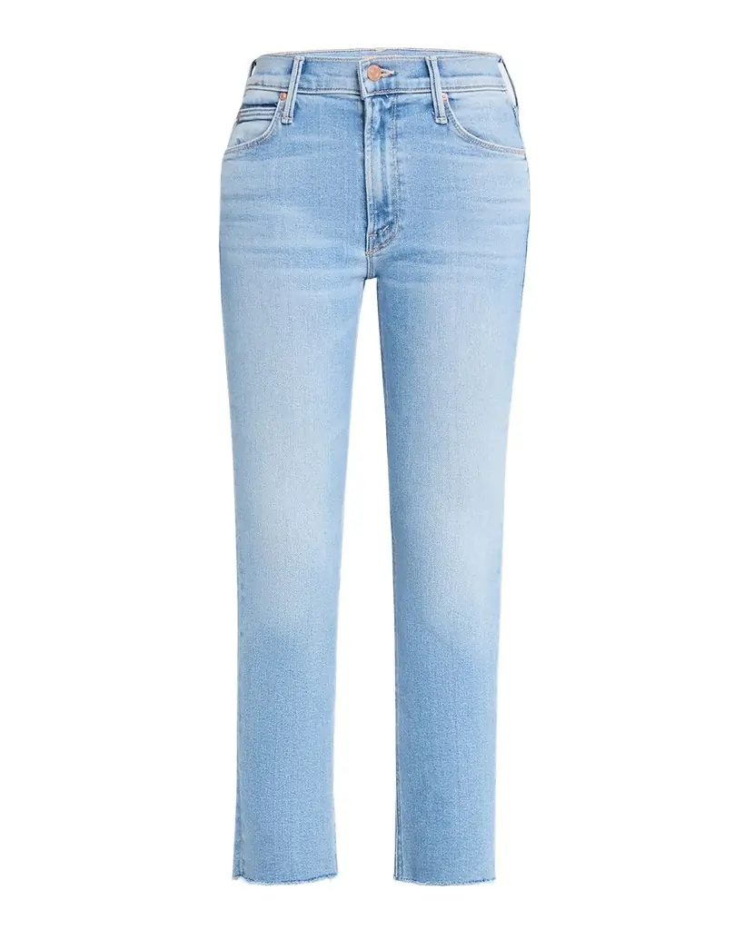 MOTHER Lil ' Mid-Rise Dazzler Ankle Fray Jeans