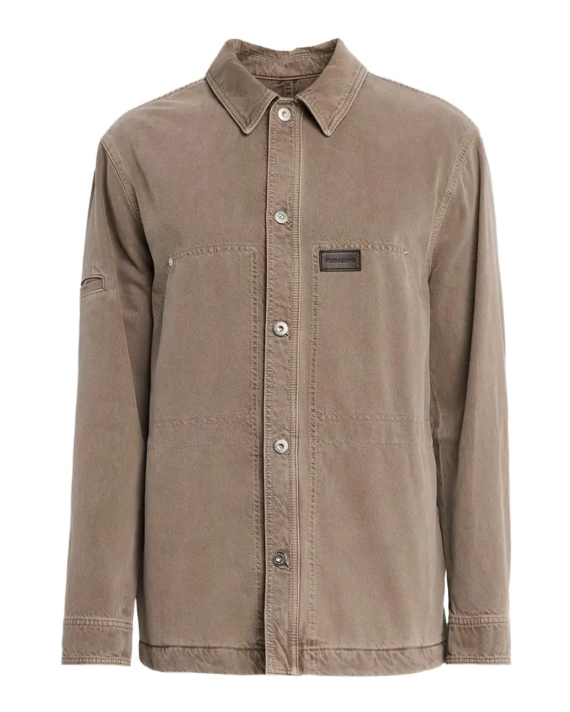 Ferragamo Men 's Cotton Drill Four-Pocket Button-Down Shirt