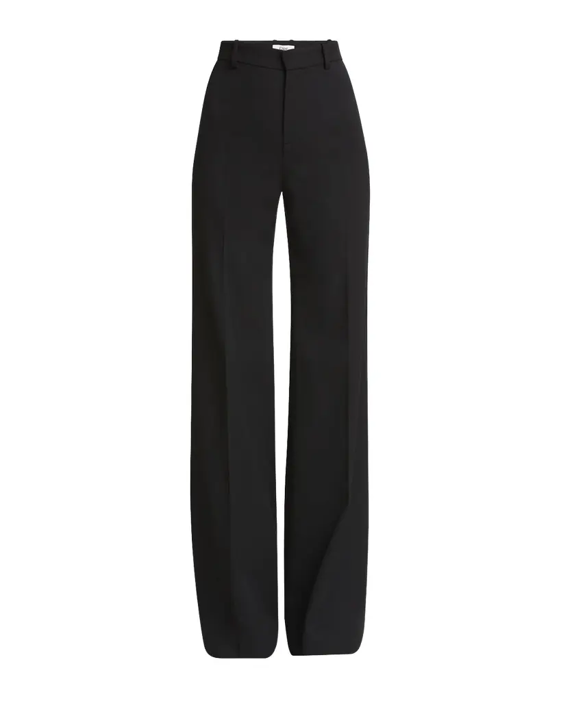 Chloe Wool Grain De Poudre Flare Trousers