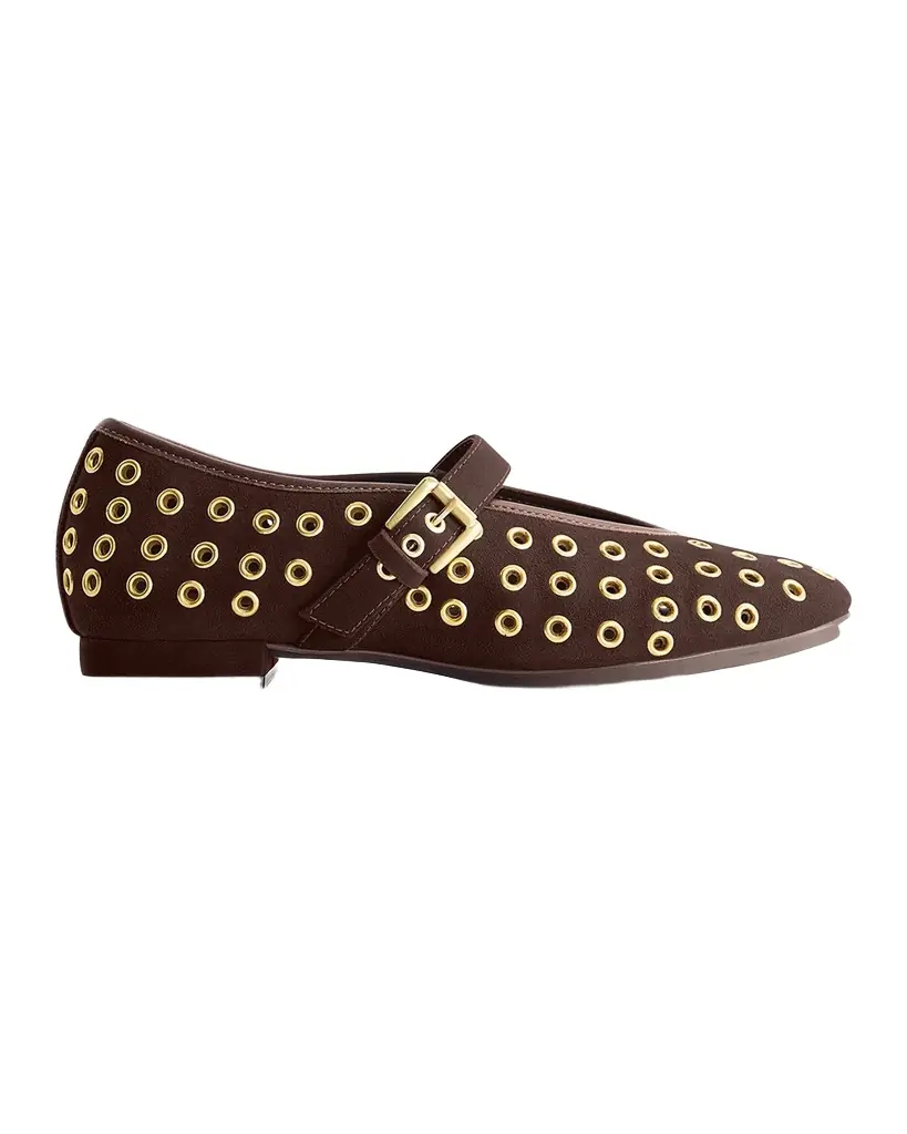 Bernardo Suede Grommet Mary Jane Ballerina Flats