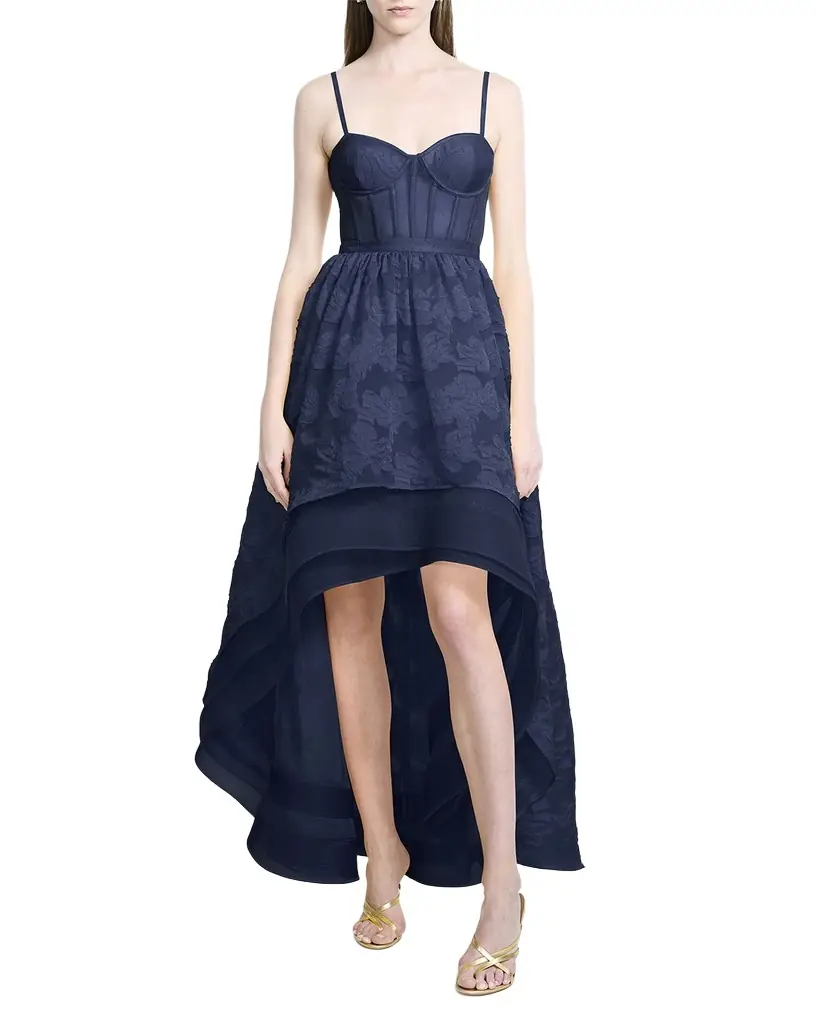 BCBGMAXAZRIA High-Low Fil Coupe Corset Gown