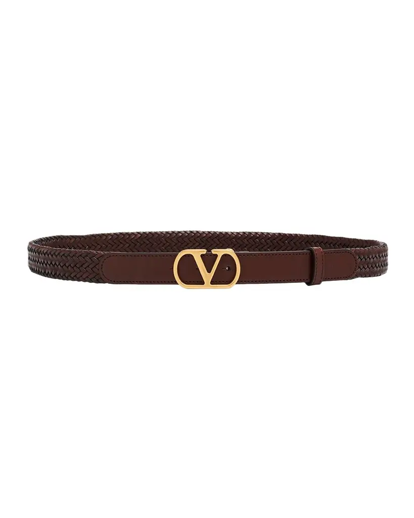 Valentino Garavani VLogo Signature Braided Leather Belt, 25mm